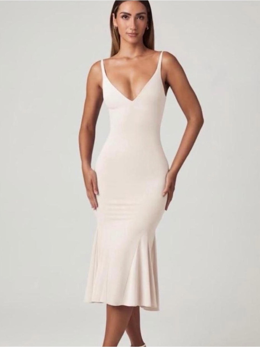 OH POLLY V-NECK GODET MIDAXI DRESS